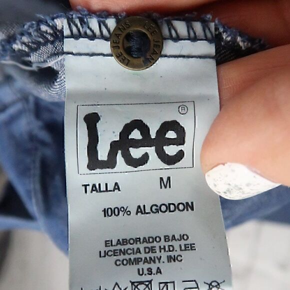 LEE BLUE DENIM LONG SLEEVE BUTTON DOWN WESTERN RUFFLE SHIRT SIZE MEDIUM - Picture 3 of 10